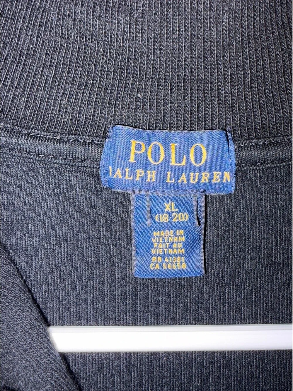 Polo Ralph Lauren 1/4 Zip Pullover XL Youth (18-20) Boys Black w Red Polo Pony